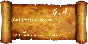 Gallovits Andor névjegykártya